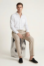 Pisa Linen Set Long Sleeve White/Beige