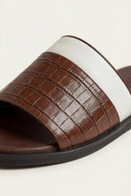 Milano Crocodile Sandal Brown
