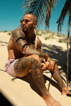 Montaro Swim Shorts - Rose Pink/White