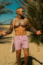 Montaro Swim Shorts - Rose Pink/White